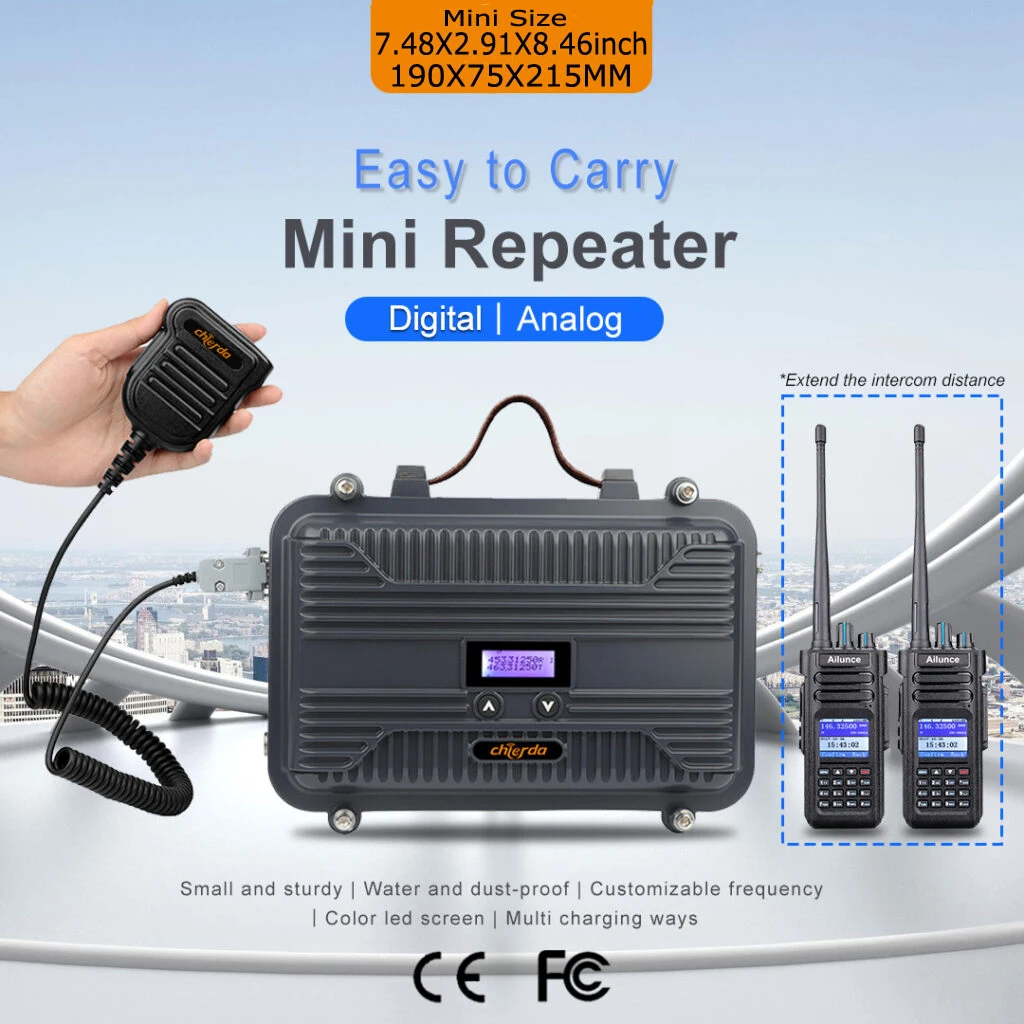 Hot Sale DMR Digital Mini Duplex UHF / VHF 10W Two Way Radio Portable Repeater Talk Range 20KM Walkie Talkie Base Station V9D