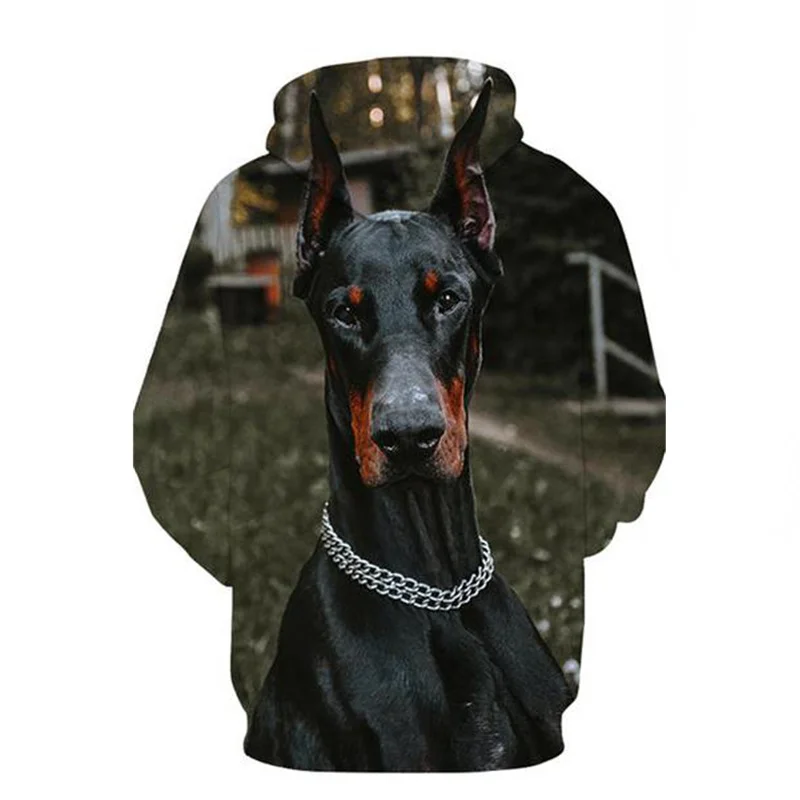 

Fashion Hot Sweatshirt Doberman Pinscher Printed Autumn and Winter Loose Fit 3D Mens Hoodies