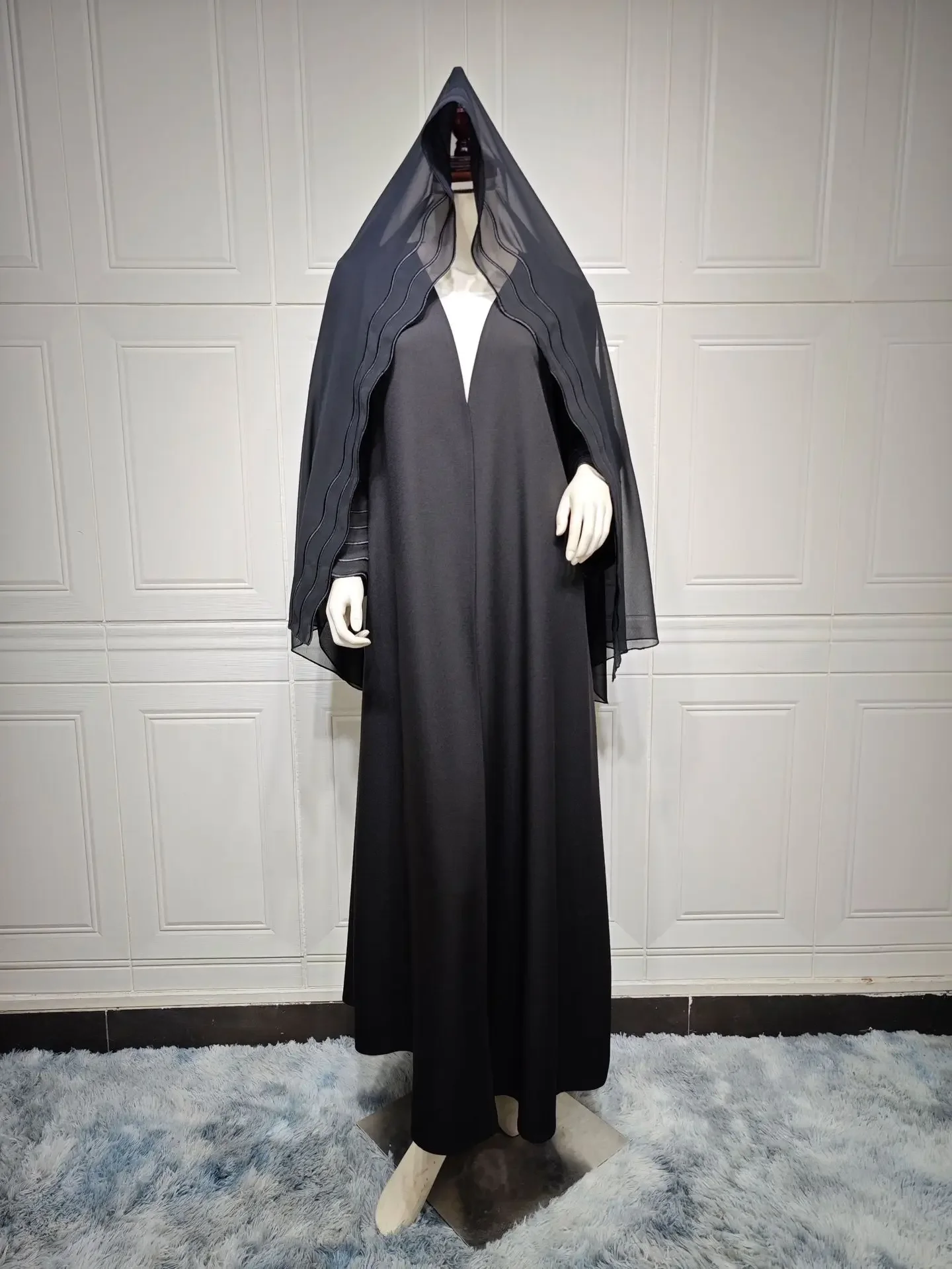 عباية مطرزة سترة رداء المرأة المسلمة العربية دبي فستان تركيا مع الحجاب قطعتين