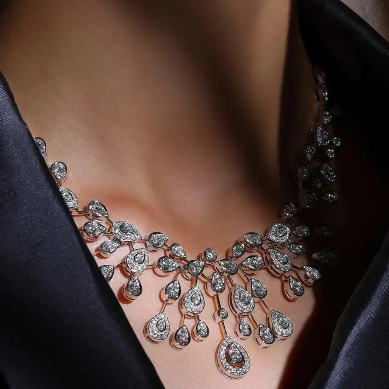 Vintage Lab Diamond Necklace 925 Sterling Silver Party Wedding Chocker Necklace for Women Bridal Pendant jewelry Gift