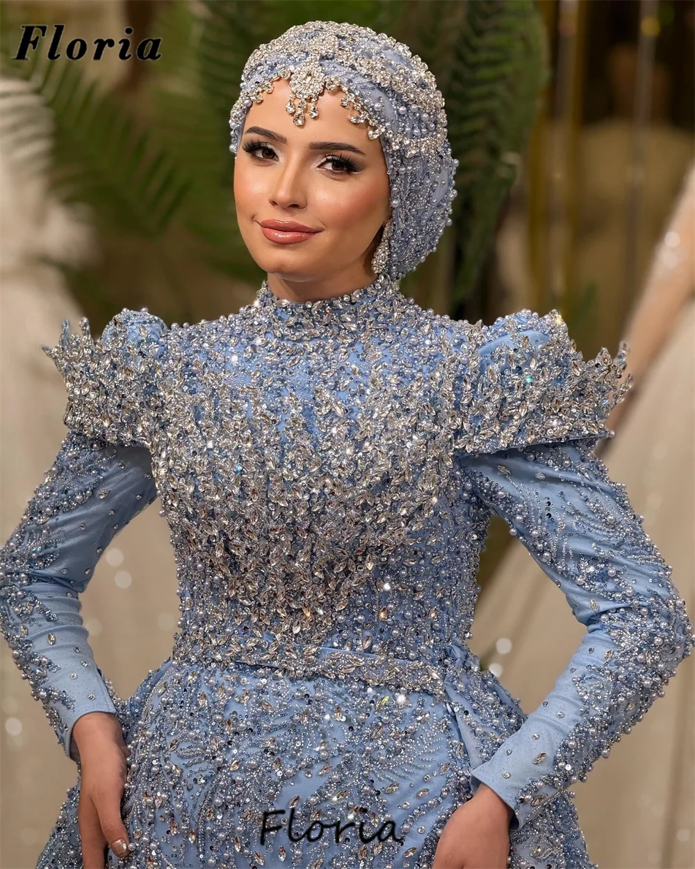 Midden-Oosten Kralen Galajurken Saoedi-Arabië Lange mouwen Verlovingsfeestjurk Aangepaste avondjurken Robes De Soiree