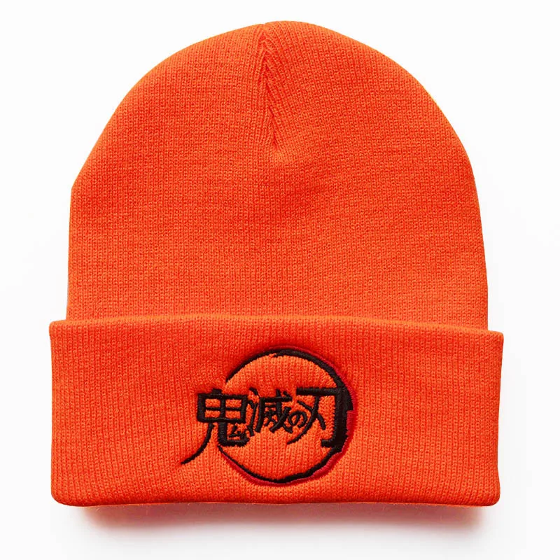Anime Dämon Slayer Gestrickte Hüte Winter Woolen Hut Für Männer Frauen Im Freien Wärme Gestickte Mützen Stricken kappe Hip Hop Skullies Kappe