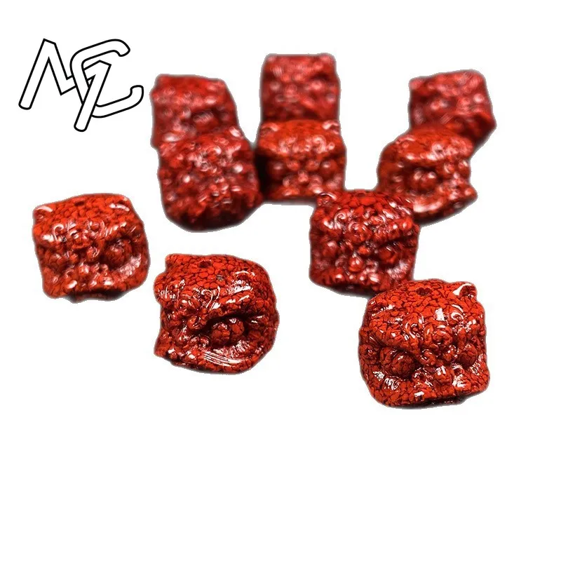 10pc Natural Cinnabar Crystal Lion Dance Beads DIY Accessories Bracelet Earring Jewellery Fashion Amulet Gift for Men Women view 5