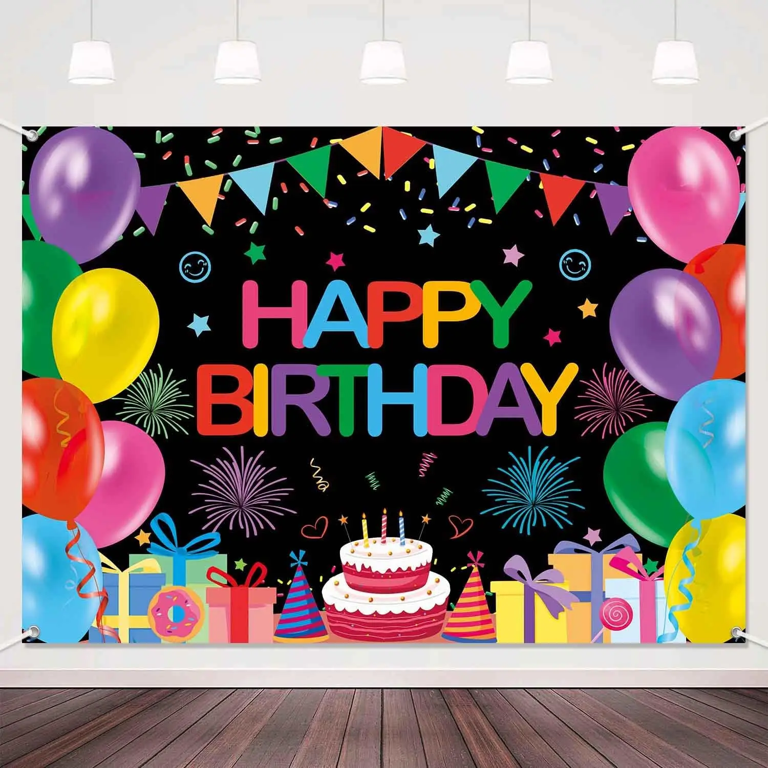 Colorful Happy Birthday Backdrop Banner Large Happy Birthday Sign Banner Outdoor Indoor Rainbow Happy Birthday Party Decorations