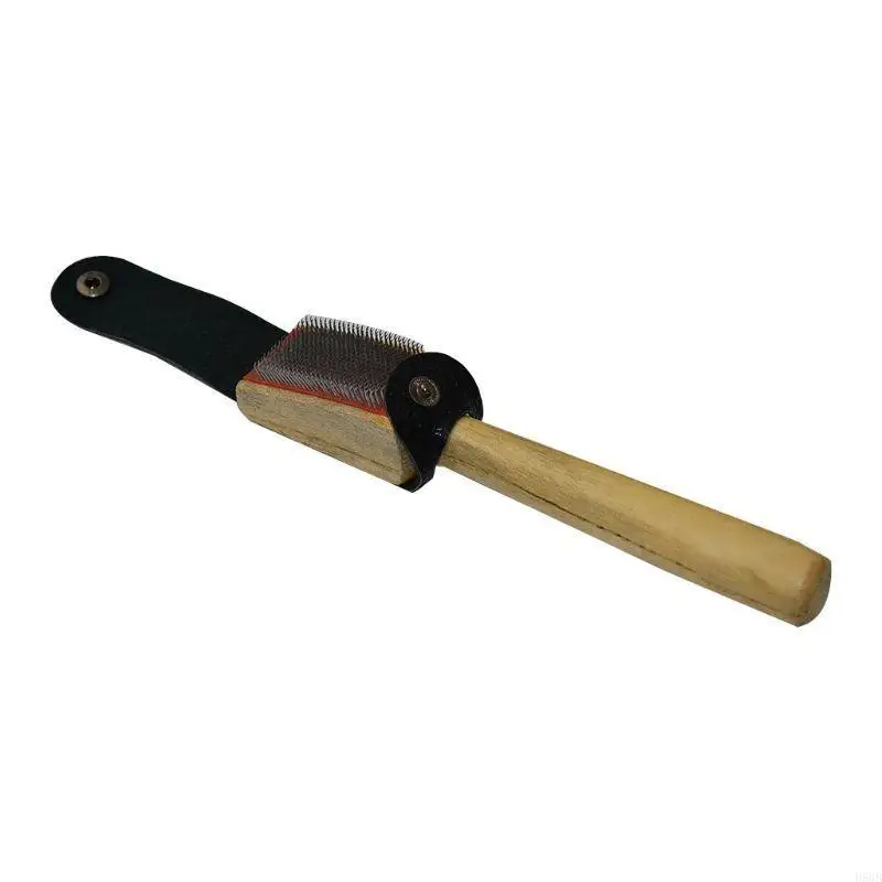 H58B Wire Brush Ballet Dance Shoe Brush PU Protector Cover Handle Ballroom Suede