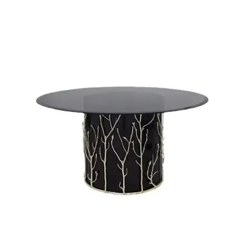 Glass dining table Designer round family dining room dining table