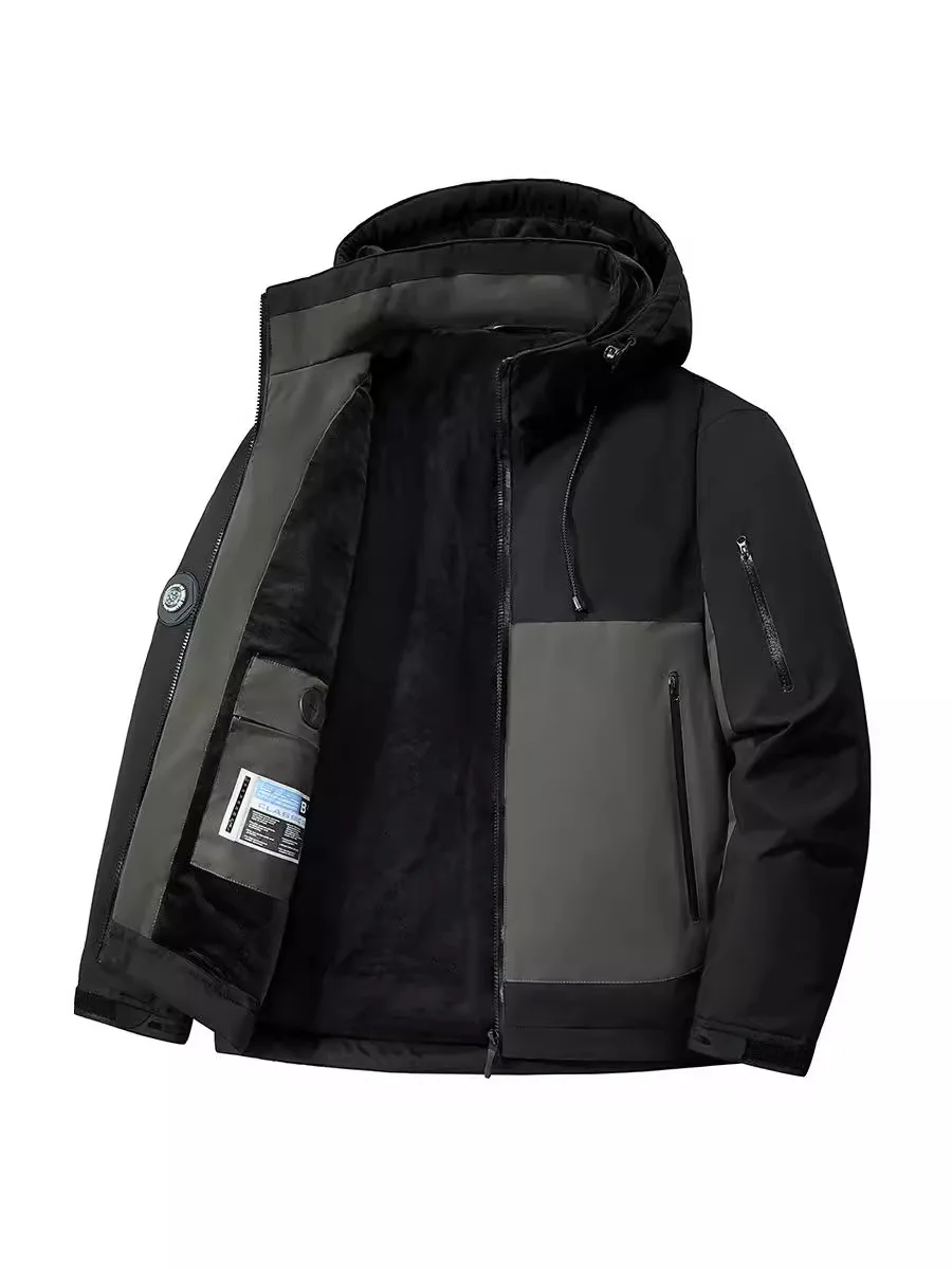 Veste à capuche coupe-vent et imperméable pour homme, manteau d'alpinisme, coupe-vent chaud, extérieur, pêche, randonnée, camping, sourire, hiver