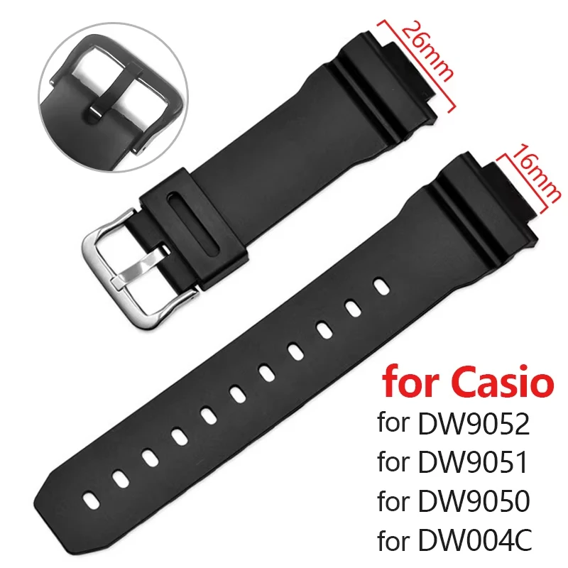 Rubber Resin Watchband for DW-9052/9050/9051/004C/9000 16mm Men Sports Bracelet Silicone Belt Replacement Strap Watch Accessory