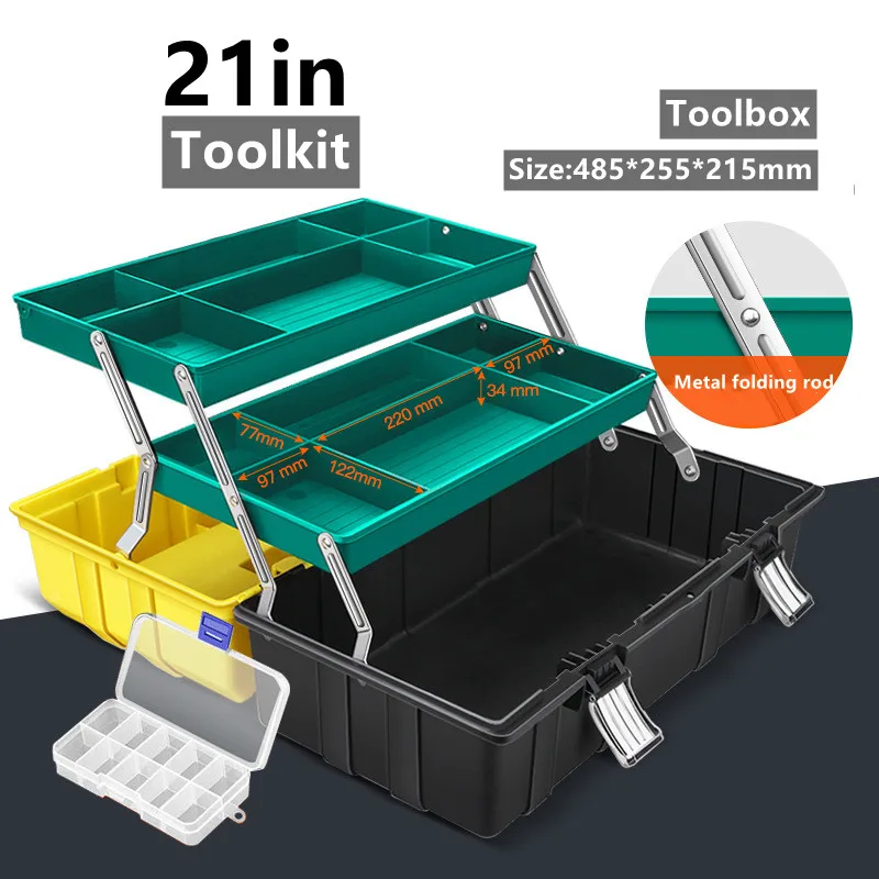 Multiple Specifications Toolbox Double Layer Tools Storage Box with Handle Empty Large Tool Box Portable Tool Organizer