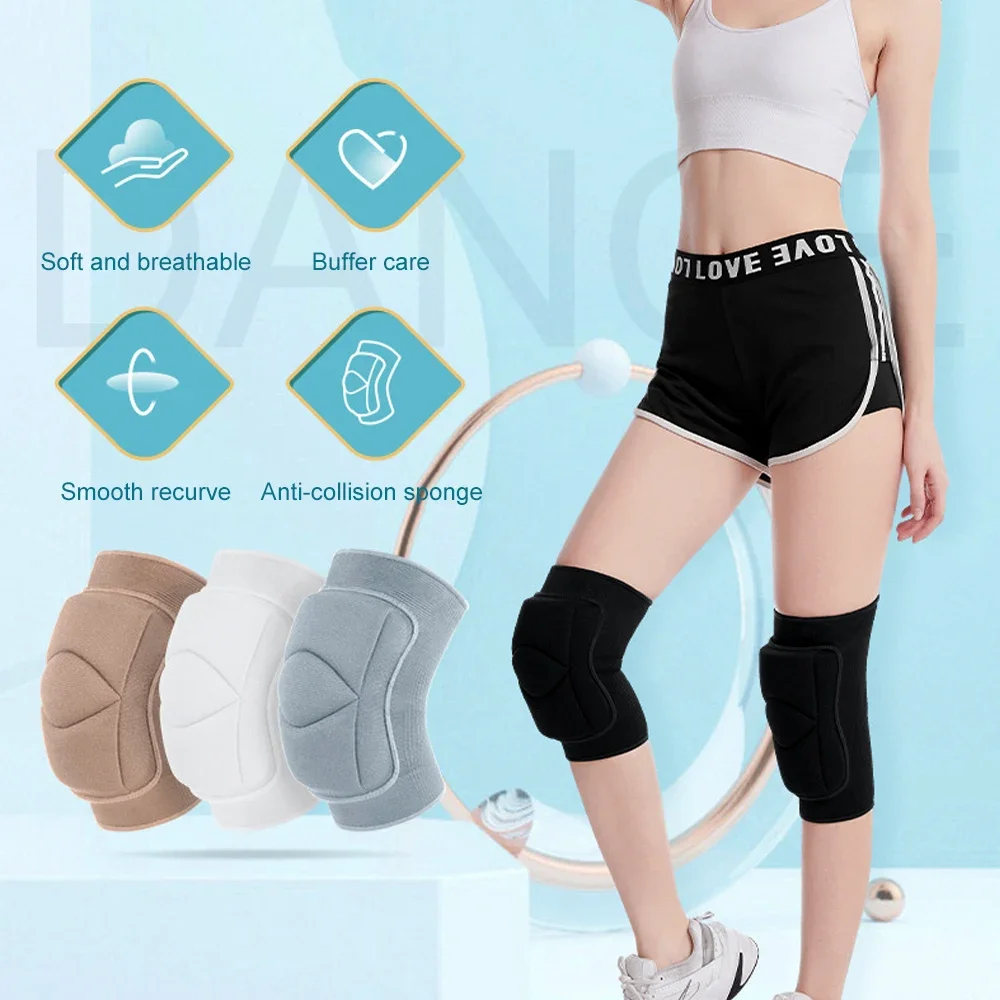 1Pair Women Men Non-Slip Knee Brace Soft Knee Pads Compression Sleeve for Volleyball Basketball Running Football Cycling