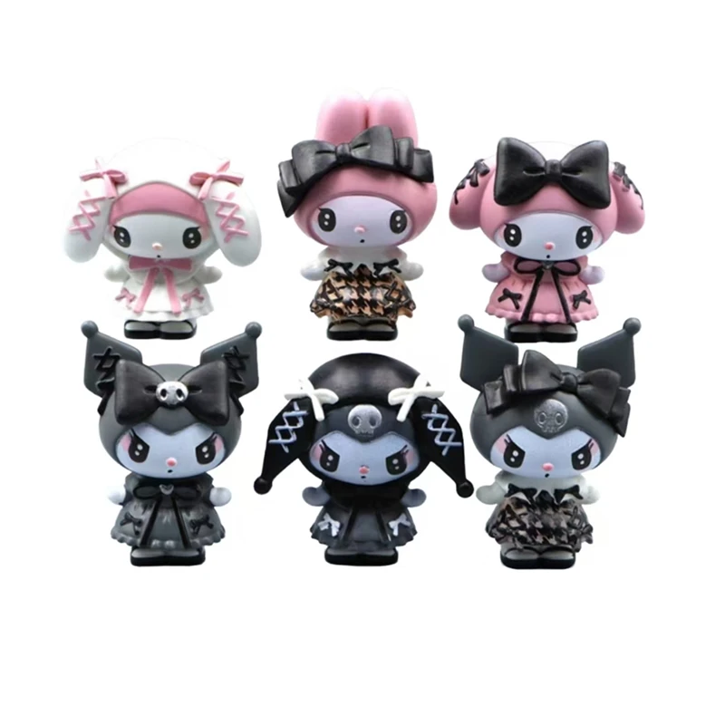 

Sanrio blind box Kuromi bow princess dress Melody cartoon character doll surprise bag cute model fan collection toy ornaments