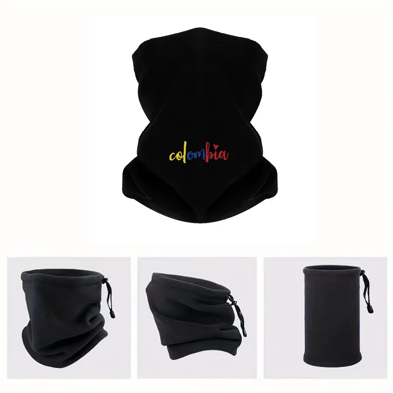 Colombia heart brush handwritten design flag Men Windproof Scarf Mask Neck Gaiter Hat Women cap Headgear Outdoor Keep Warm Winte