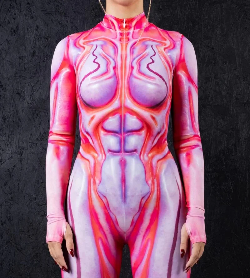 Erwachsenen-Druckkostüm für Halloween-Cosplay, 3D-Digital-Bedruckter Jumpsuit, Catsuit, Aerial-Yoga-Performance-Bühnenkostüm – Detail 8