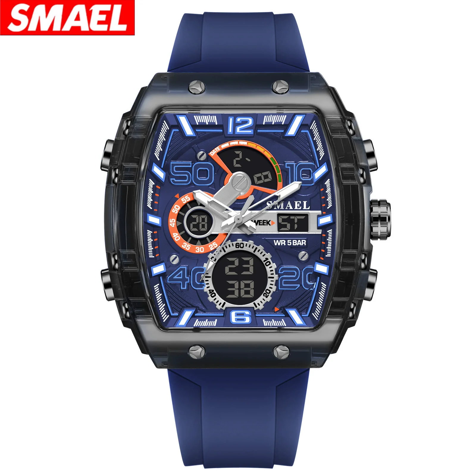

SMAEL 8109 модные мужские электронные кварцевые часы спортивные водонепроницаемые будильник с двойным дисплеем светящиеся спортивные повседневные часы для мужчин