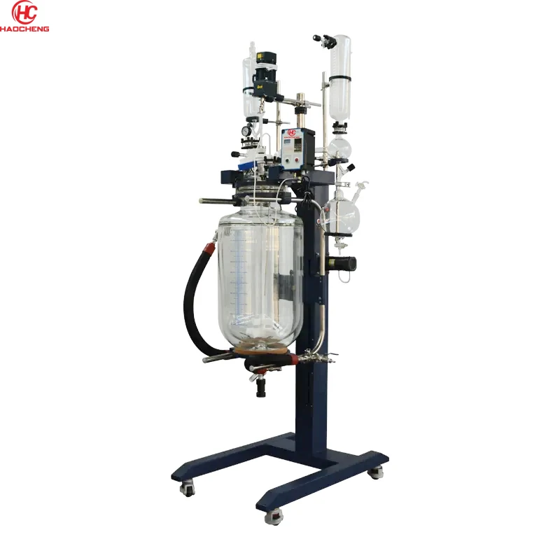 20L 30L 50L Double Layer Glass Reactor Auto Control And Rotating Reactor With Jackets High Borosilicate Glass