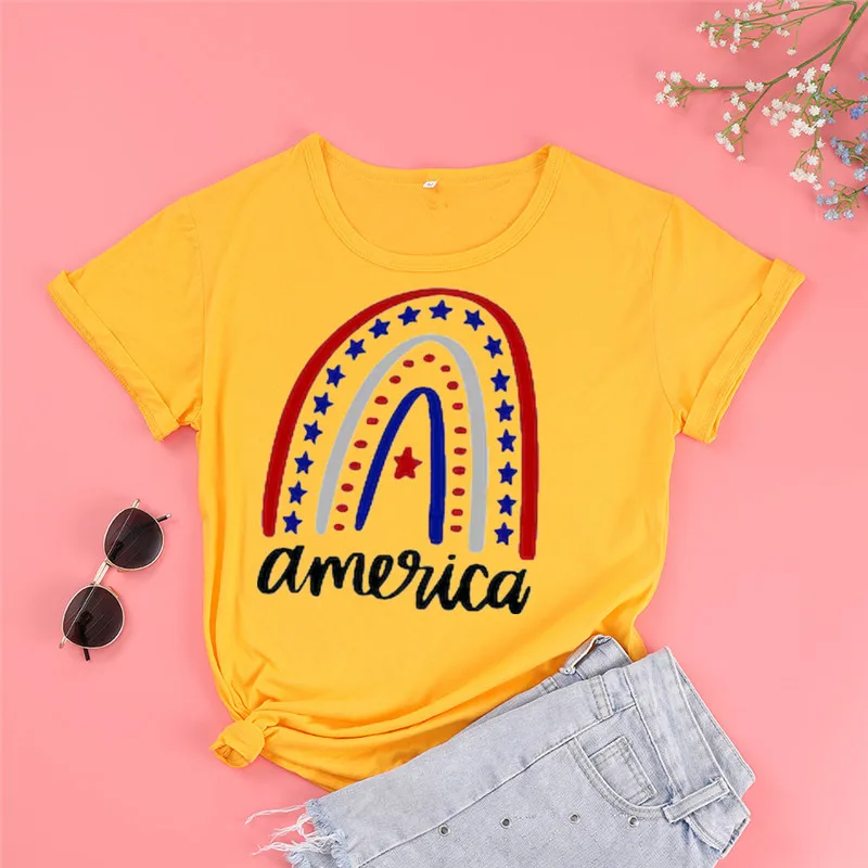 4th of July 2022 Shirt,America Rainbow 4th Of July Patriotic Independence Day Patriotic Family Freedom 100%Cotton goth y2k Shirt