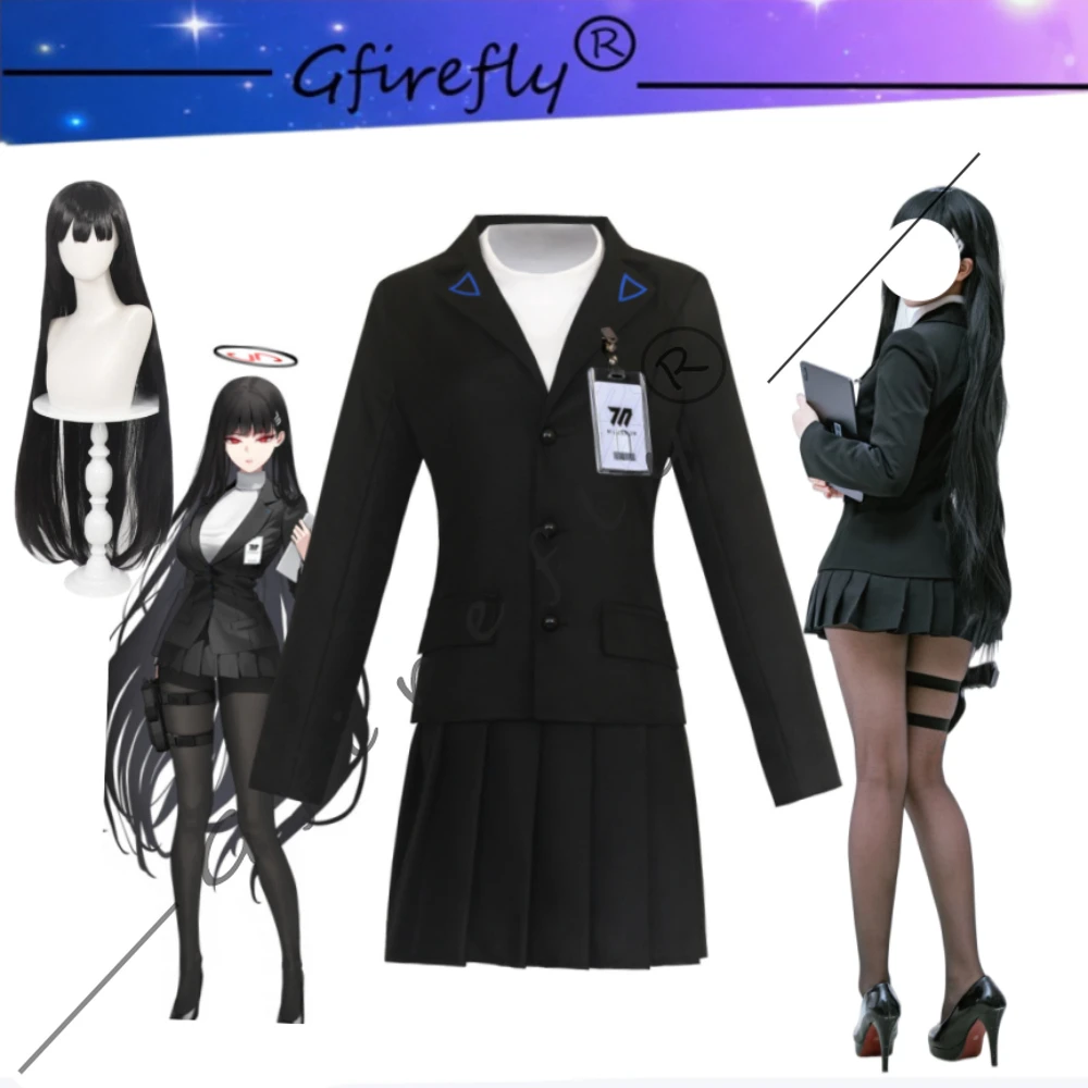 

Blue Archive Tsukatsuki Rio Student Council President Black Suit Cosplay Set Full Costume Adult Halloween Carnival Party Outfit