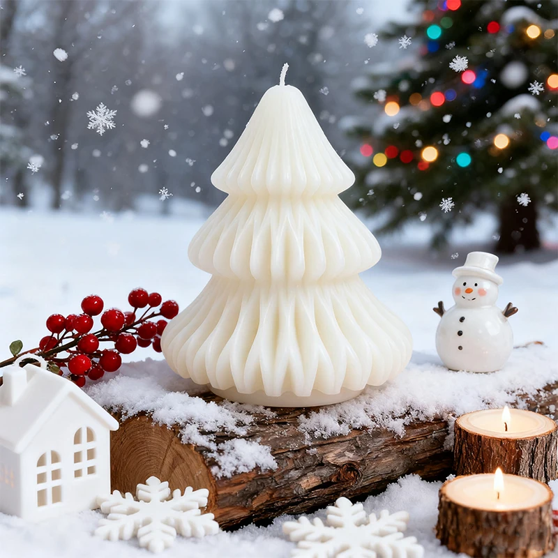 

3D Wavy Christmas Tree Candle Silicone Mold DIY Festive Candle Making Mould Xmas Aromatherapy Candle Mold Christmas Gift