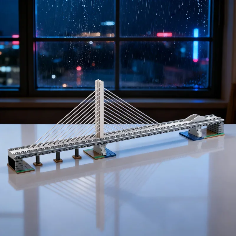 

2872 детали MOC: Мост Вест-Франкфурт (Франкфурт-на-Майне), архитектурная модель, строительные блоки, архитектурная игрушка, рождественский подарок, конструктор для детей