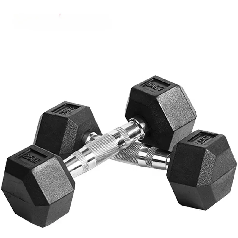 Wholesale Gym Free Weight Home and Commercial Weight lifting Cast Iron Rubber Hex Dumbbell Set