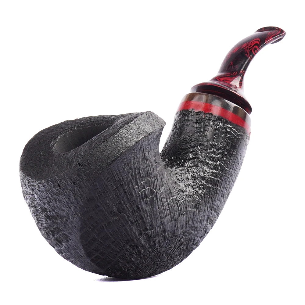 S27ede7c6c5a74d4bb9527909ed89fbe3b Schwarze sandgestrahlte Freehand-Briarpfeife