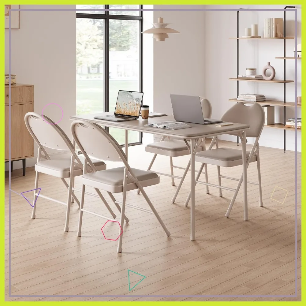 

Набор из 4 складных стульев с подушками из искусственной кожи, грузоподъемность 350 фунтов, легкий эргономичный дизайн для использования в помещении и на улице