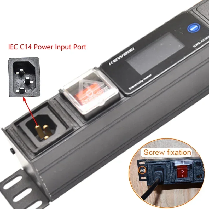 19Inch PDU Power Strip Power Distribution Unit Digital V/A/W/℃ Electricity meter EU/US/UK C13/Universal Outlet C14 interface