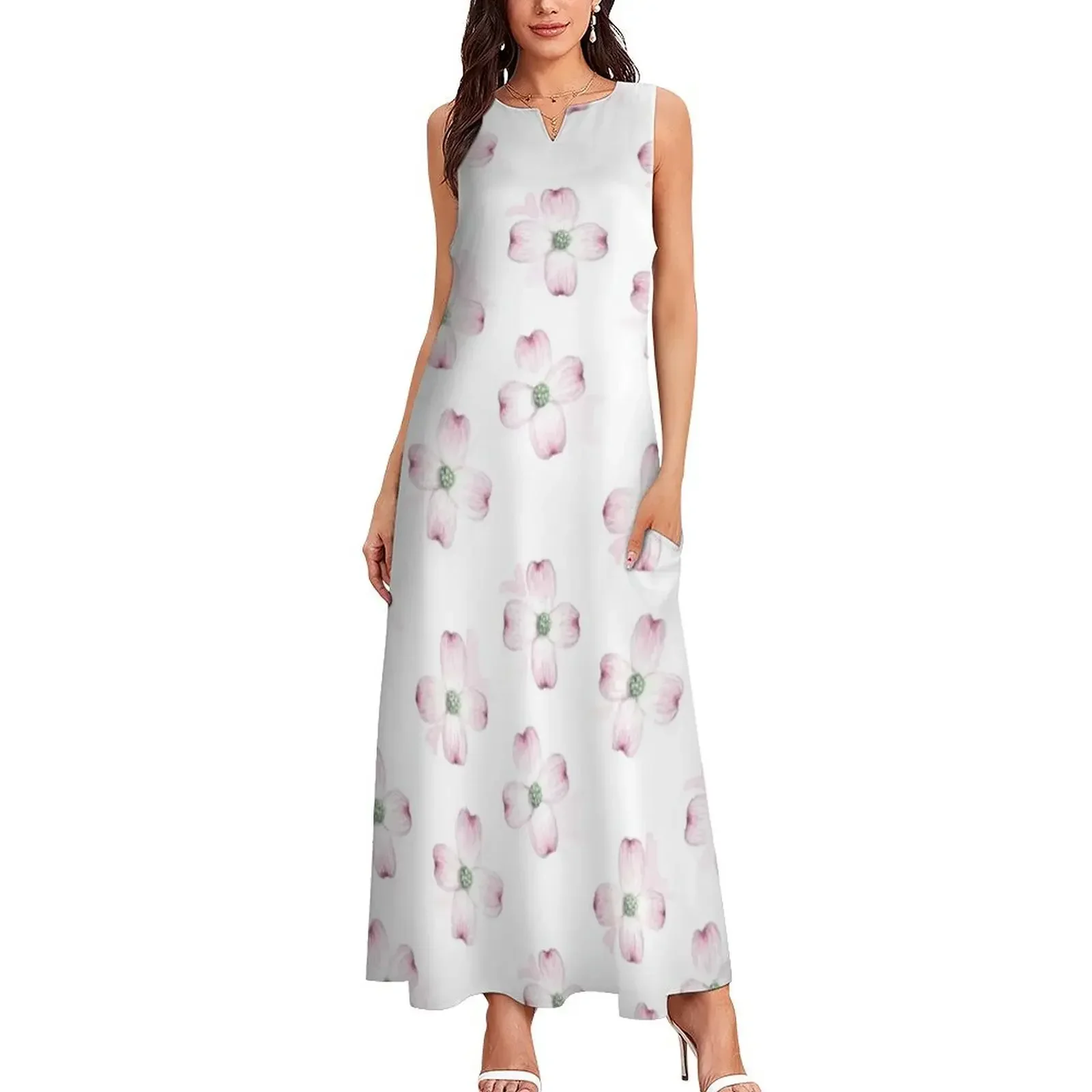 Dogwood patrón Floral en acuarela vestido largo ropa para mujer vestido de verano para mujer 2025 vestidos de novia vestido