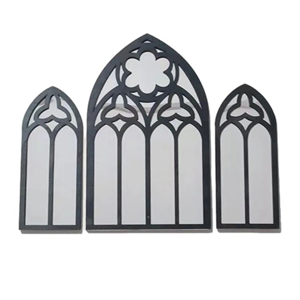 

3 Pcs Arched Window Wall Mirror Set Gothic Cathedral-Arched Wall Mirror Self-Adhesive Decor Bedroom Art Wall Decoration