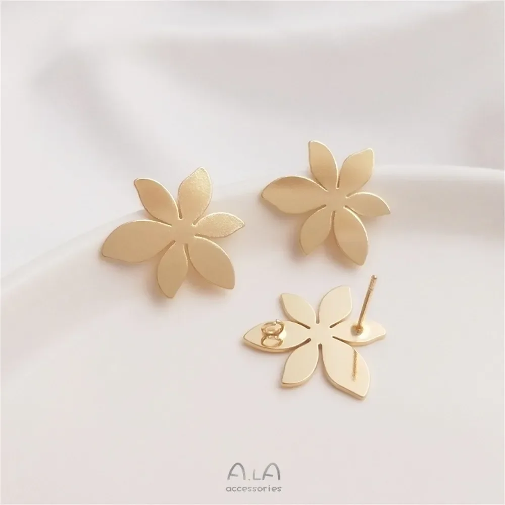 14K ملفوفة الذهب زهرة أقراط S925 إبرة الفضة مع خواتم زهرة على شكل الأقراط اليدوية Diy بها بنفسك الأذن اكسسوارات E093 #5