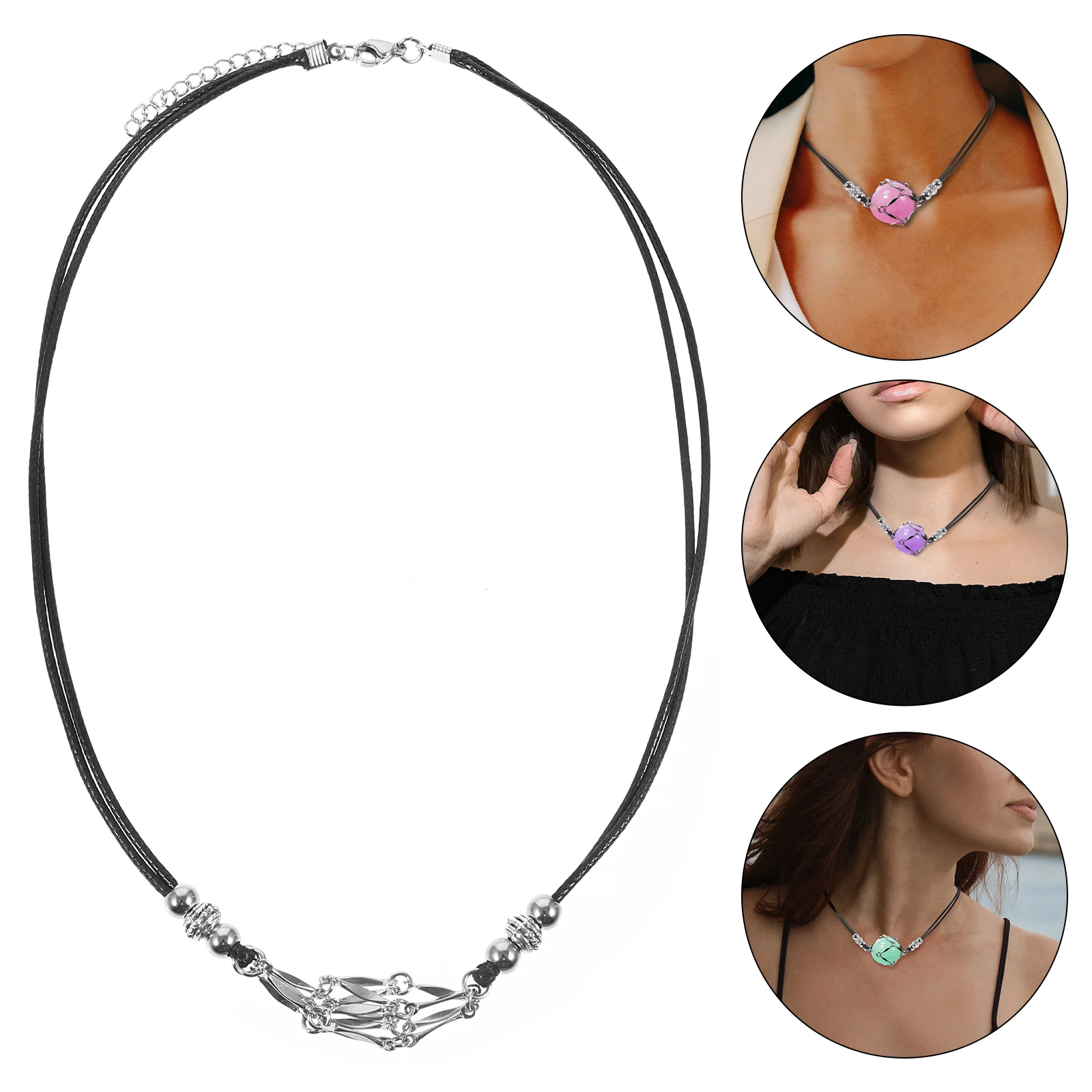 

Adjustable Necklace Chain Metal Pendant Net For Stones Beads Holder For Necklace Crystal Necklaces Cage Chain Crystal Pendant