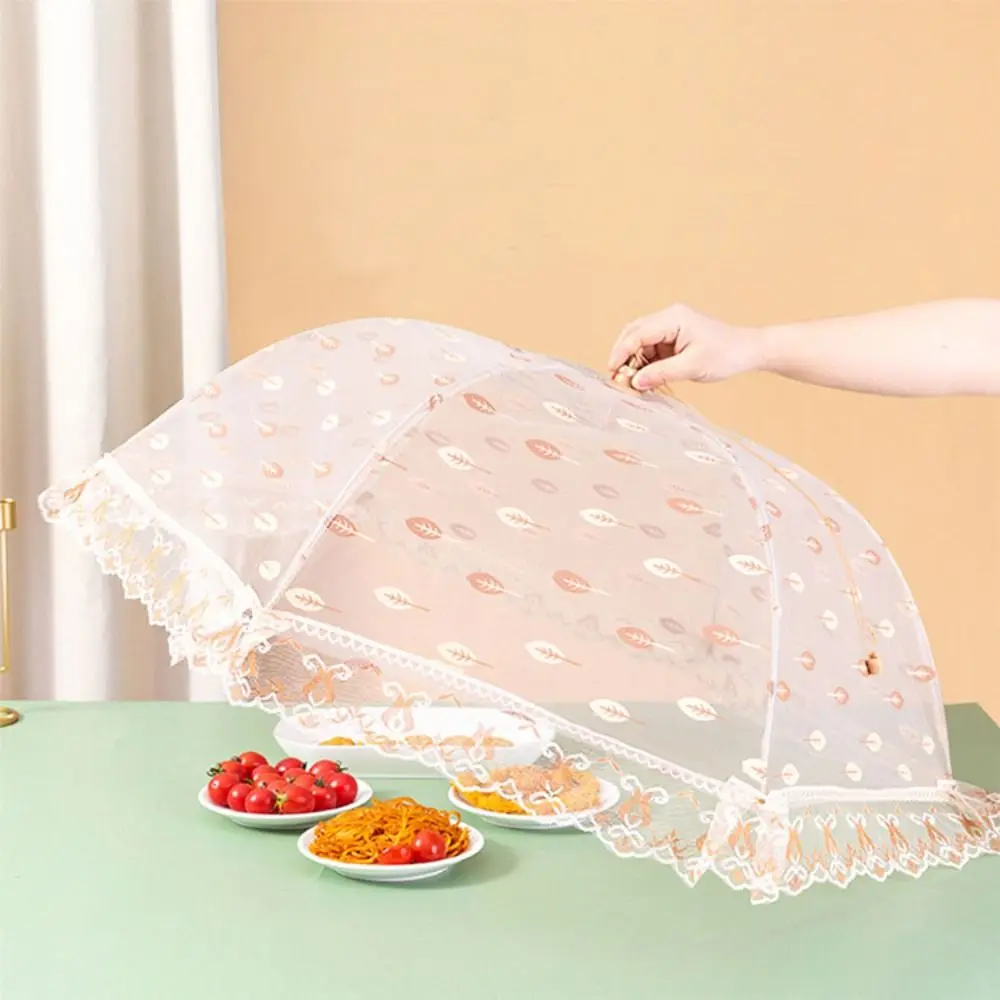 Food Lid Mesh Fabric Lace Food Cover Foldable Dustproof Food Net Breathable Umbrella Shape Dish Tent Kitchen