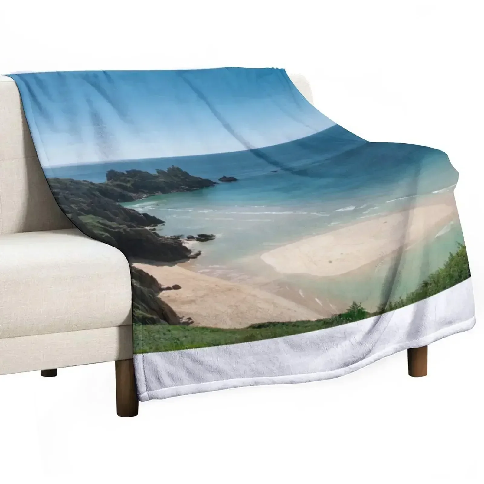 Pedn Vounder Beach Cornwall, Poldark film location, Throw Blanket For Decorative Sofa Soft Beds Soft Warm Single Blankets