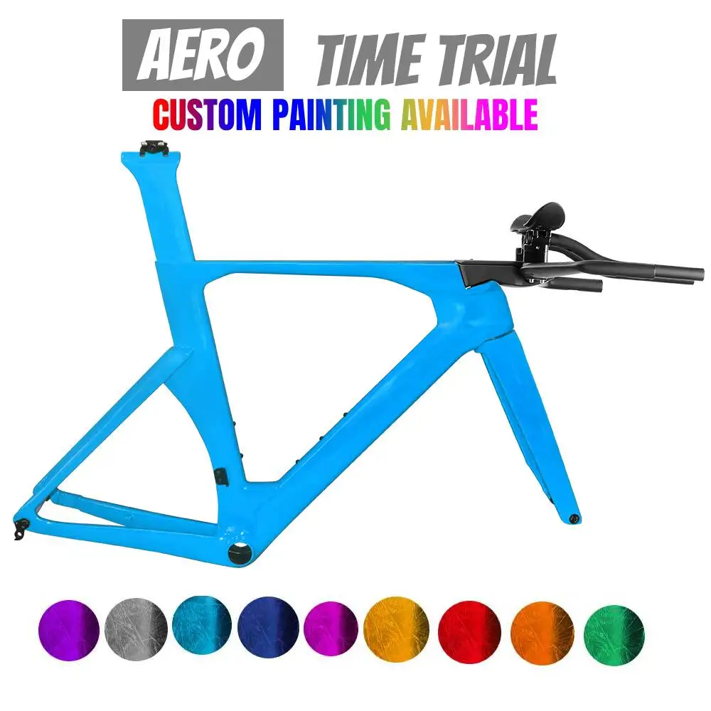 

Airwolf Aero Full Carbon T1100 TT Frame DI2 Racing Triathlon Bike Frameset Disc Brake BB386 Time Trial Bicycle Frame 700x28C