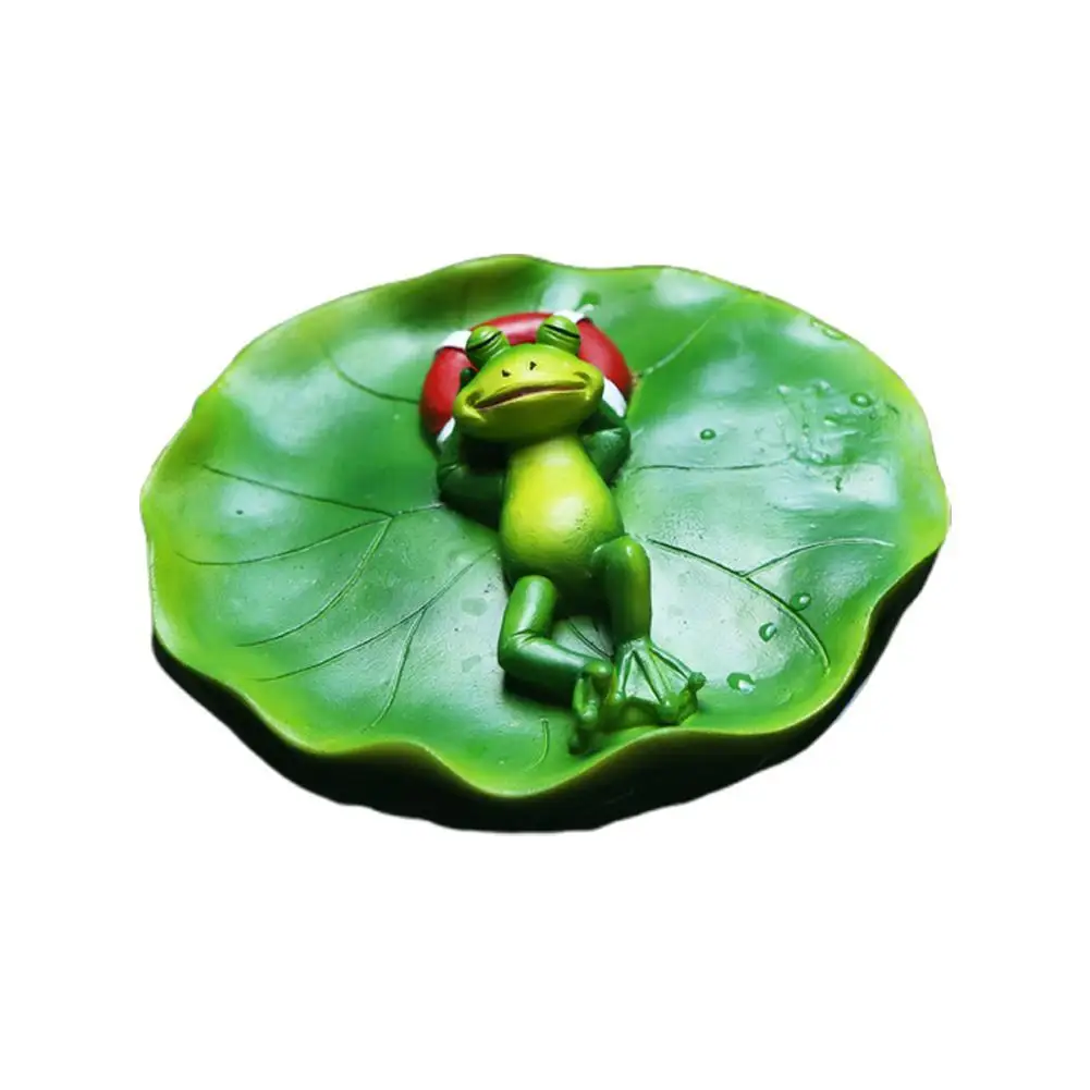 

New 1pcs Outdoor Pond Floating Decor Resin Frog/Turtle on Lotus Leaf Fake Animal Garden Statue for Patio Lawns Pool Decorations