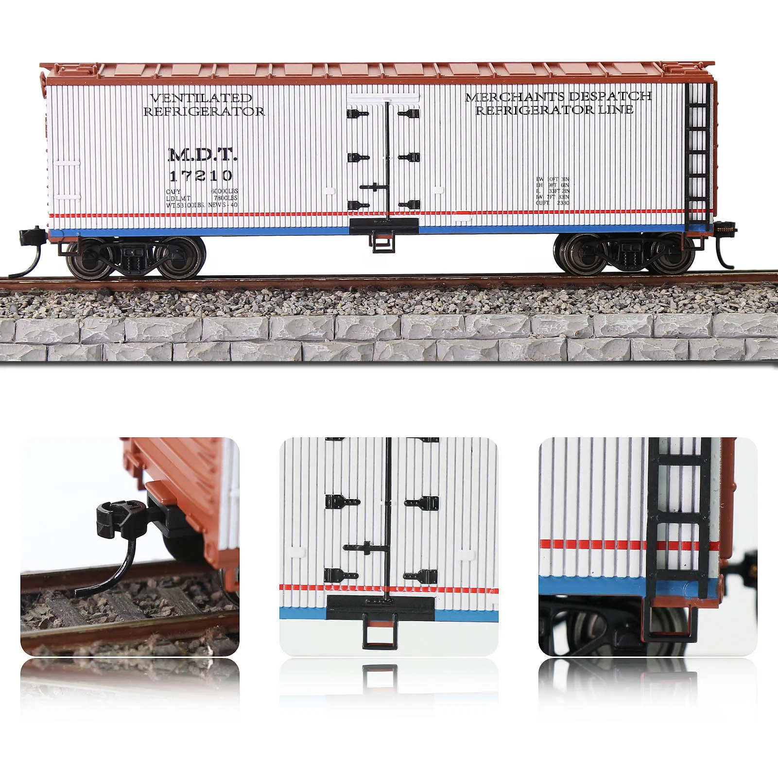 Evemodel Train 1 Unit HO Scale 40ft Wood-side Reefer White M.D.T 40\' Rolling Stock C8747