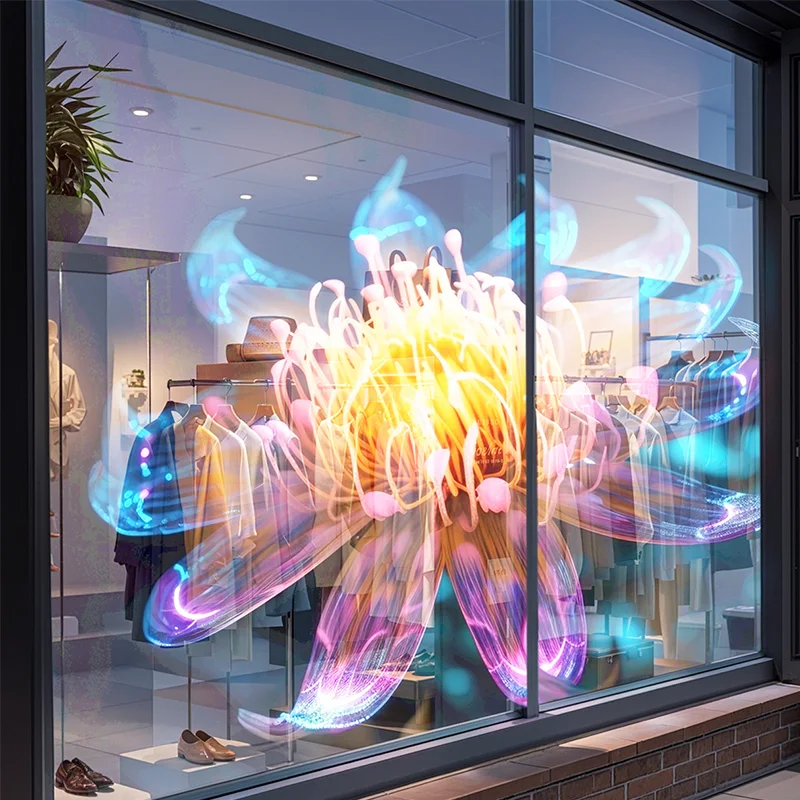 Invisible 3D LED Video Display for Retail Store Window Flexible Film Screen with Naked Eye Animation Easy Installation on Glass
