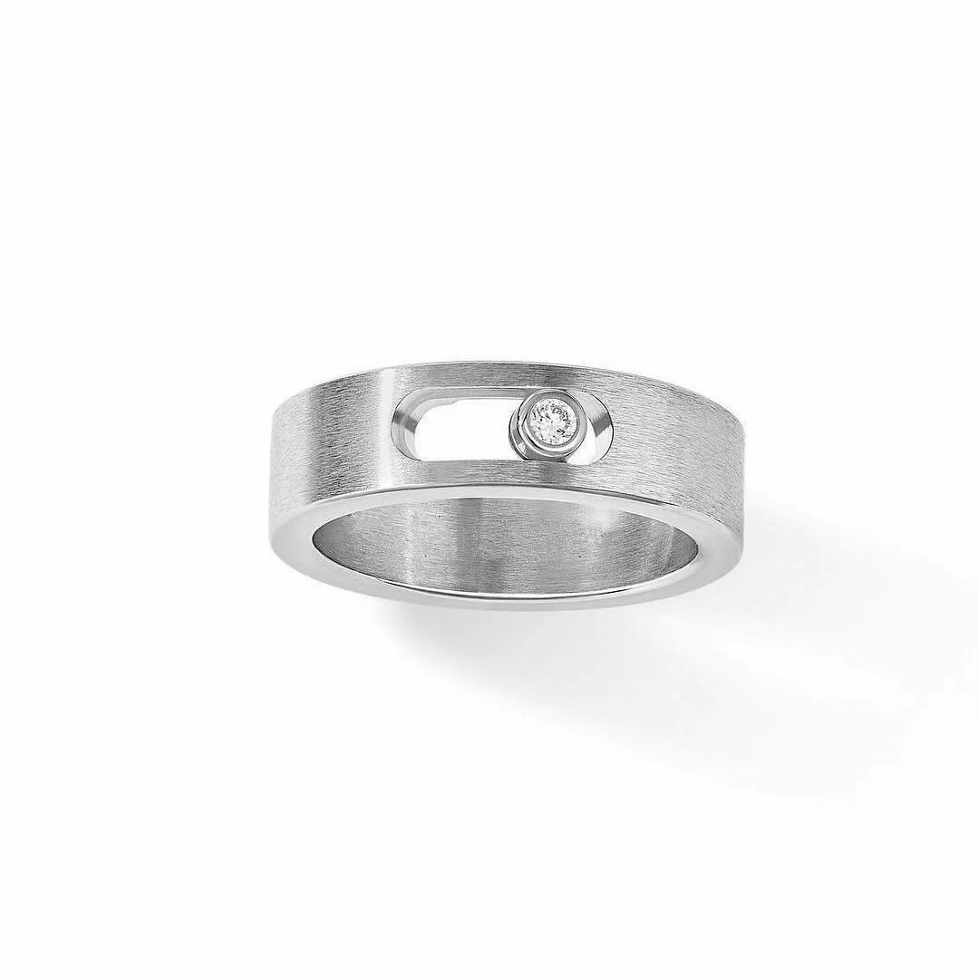 

Классические роскошные ювелирные изделия MOVE TITANIUM Series Мужское кольцо с белым бриллиантом, подвижный камень, материал из чистого серебра S925, новогодний подарок