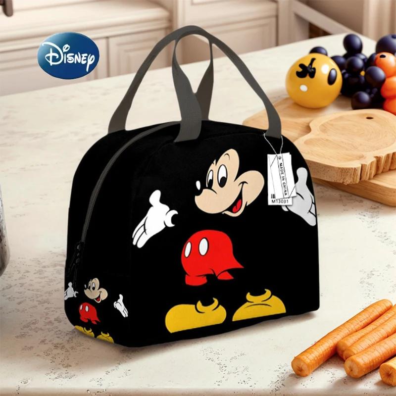

Disney Large Capacity Insulated Lunch Bag Mickey Print Picnic Bag Aluminum Foil Student Handbag