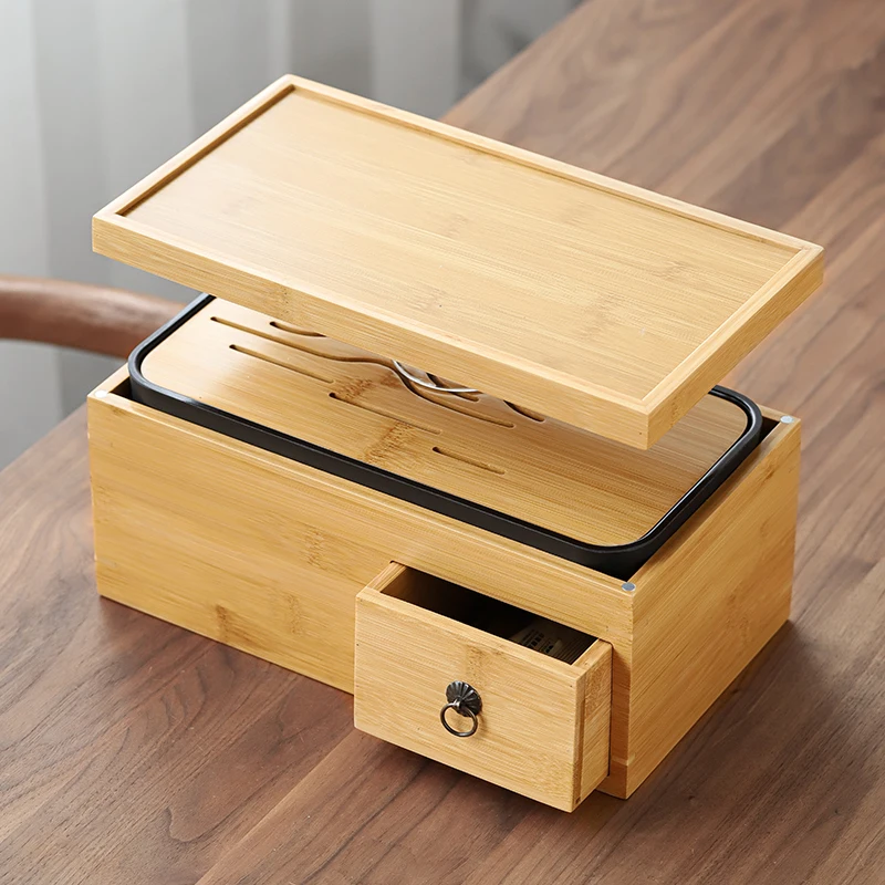 tray Householdtable Small bamboo water storage tea sea drain Kung Fu  Dry brewing simple storage box