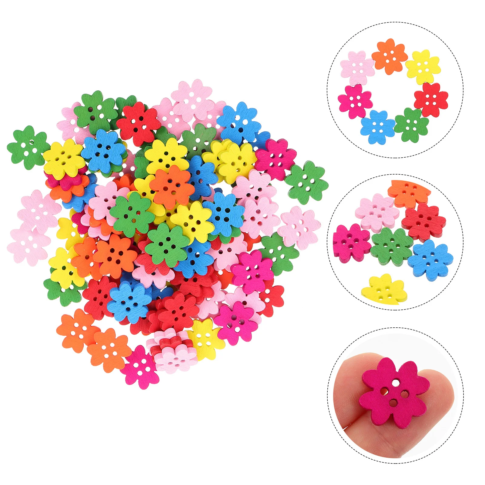 

100Pcs Wooden Shape Colorful Buttons Multipurpose Sewing Accessories for Clothing Craft DIY Garment Decoration