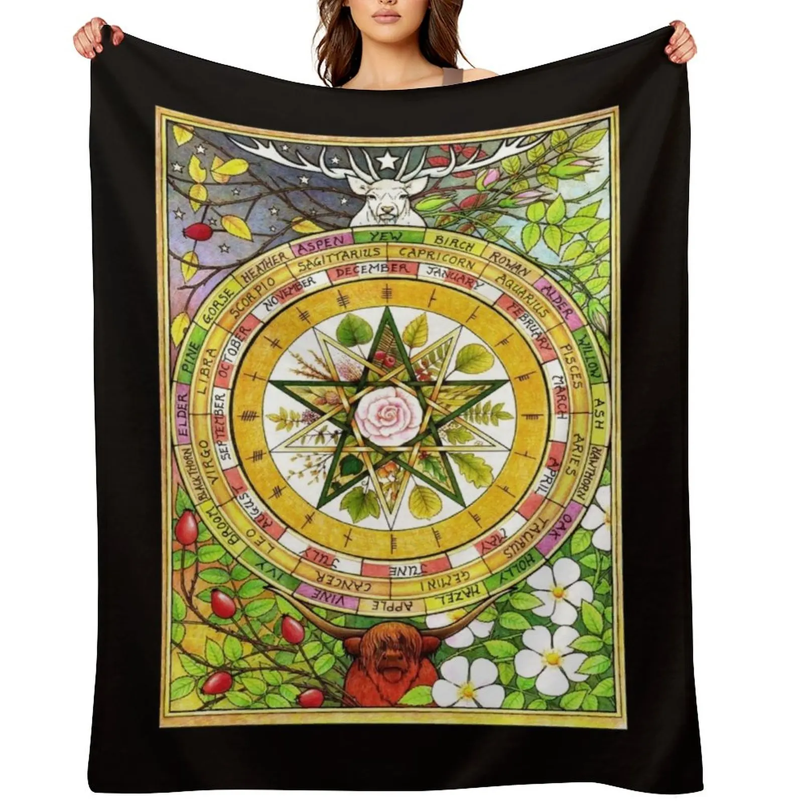 

The Ogham Grove (full colour) Throw Blanket funny gift Decorative Sofa Flannel Fabric Soft Plush Plaid Blankets