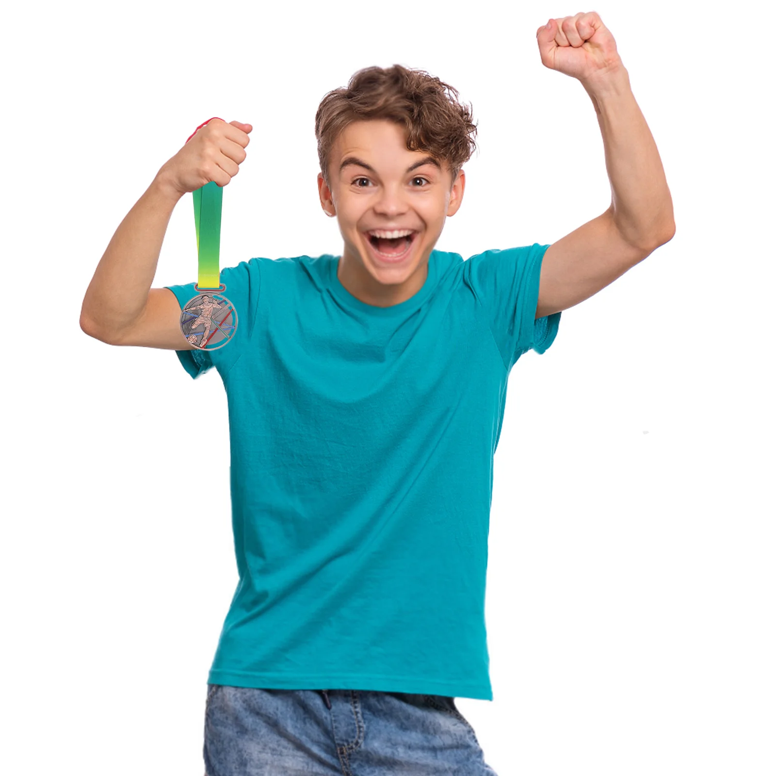 

3pcs Football Themed Medals Kids Soccer Trophy Zinc Alloy Large Medal For Youth Sports Competition Party Favors Award Accessory