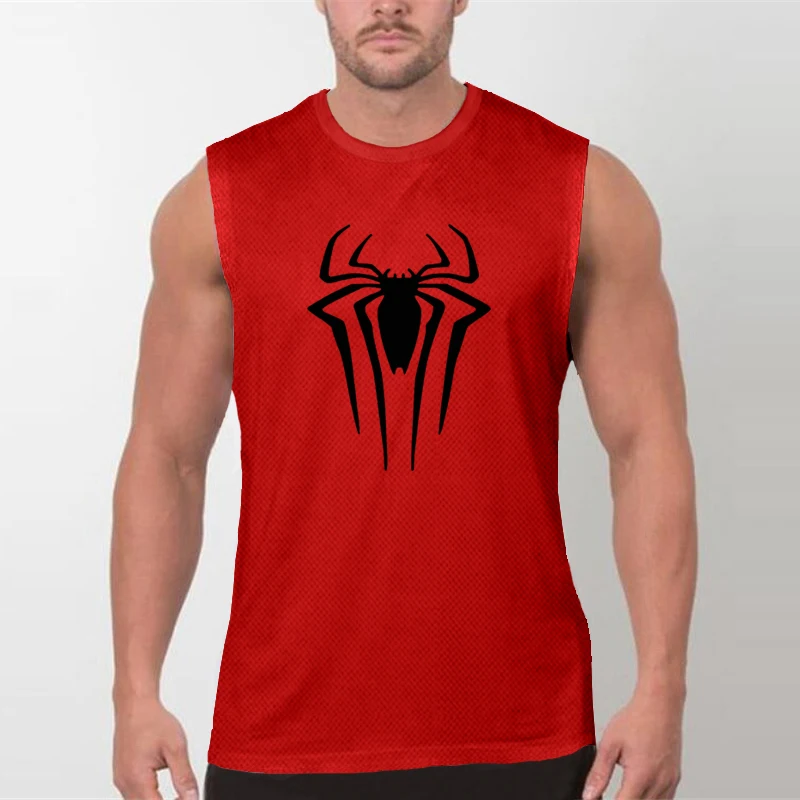 Spider Print Gym Bodybuilding Lauf westen Mesh atmungsaktive schnell trocknende Sport T-Shirt Herren Fitness ärmellose Muskel Tanktops