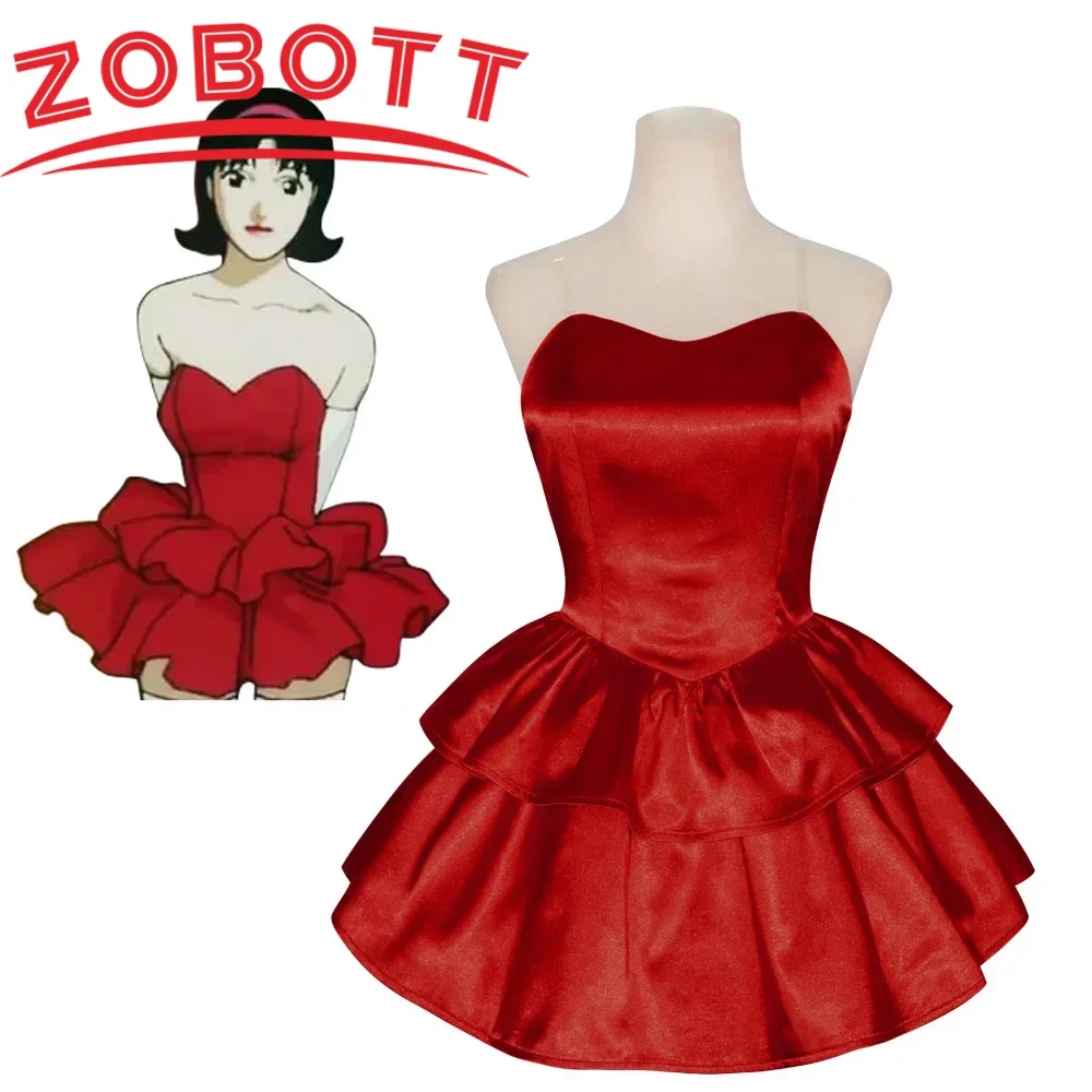 

Костюм для косплея Perfect Blue Mima, красное платье-труба без бретелек с повязкой на голову, чулками до бедра и перчатками