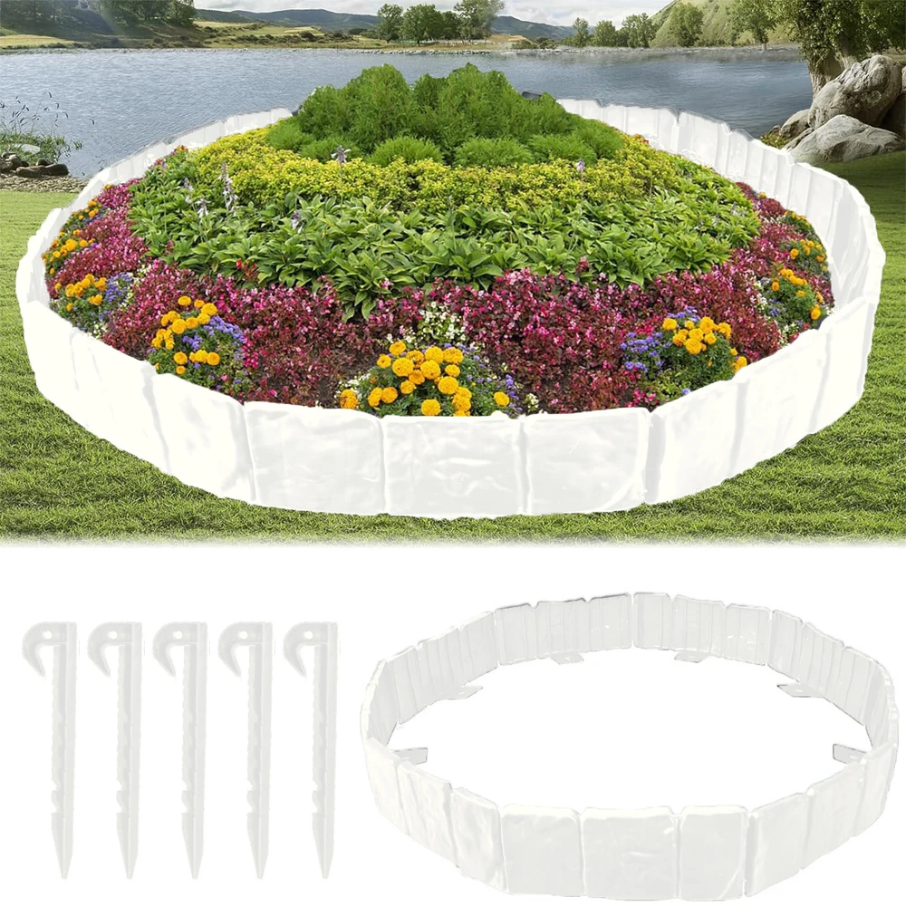 1 Set Garden Lawn Edging Border With Strong Securing Pegs Garden Courtyard Fence For Decorate Garden Lawn Plant Protection