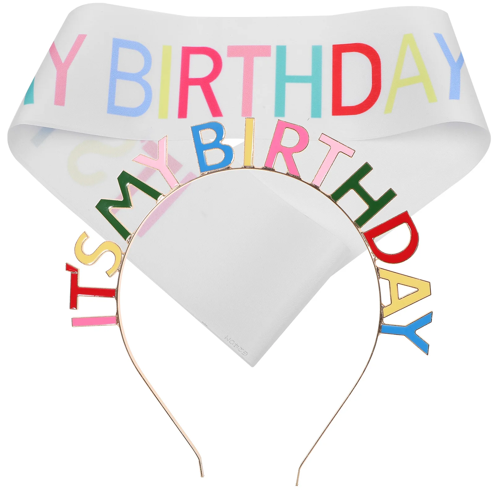 

Birthday Crowns for Women Girls Crown Hair Accessory White Set Satin Sash Tiara Reusable Comfortable Brighten Party