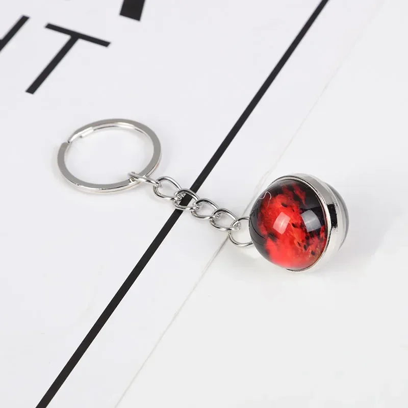 Universe Star Key Ring Solar System Metal Pendant Galaxy Nebula Earth Double-Sided Glass Ball Key Chain DIY Keychain Accessories