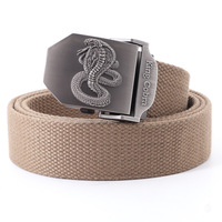 Mens Canvas Webbing Belts Cobra Buckle Metal Youth Outdoor Sports Jeans Belt Casual Versatile Korean Thick Nylon Waist Belts