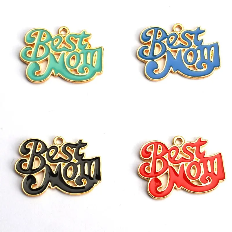 10pcs Best Mom Enamel Floating Letter Charms for DIY Bracelet Bangle Making LTC0123-LTC0126